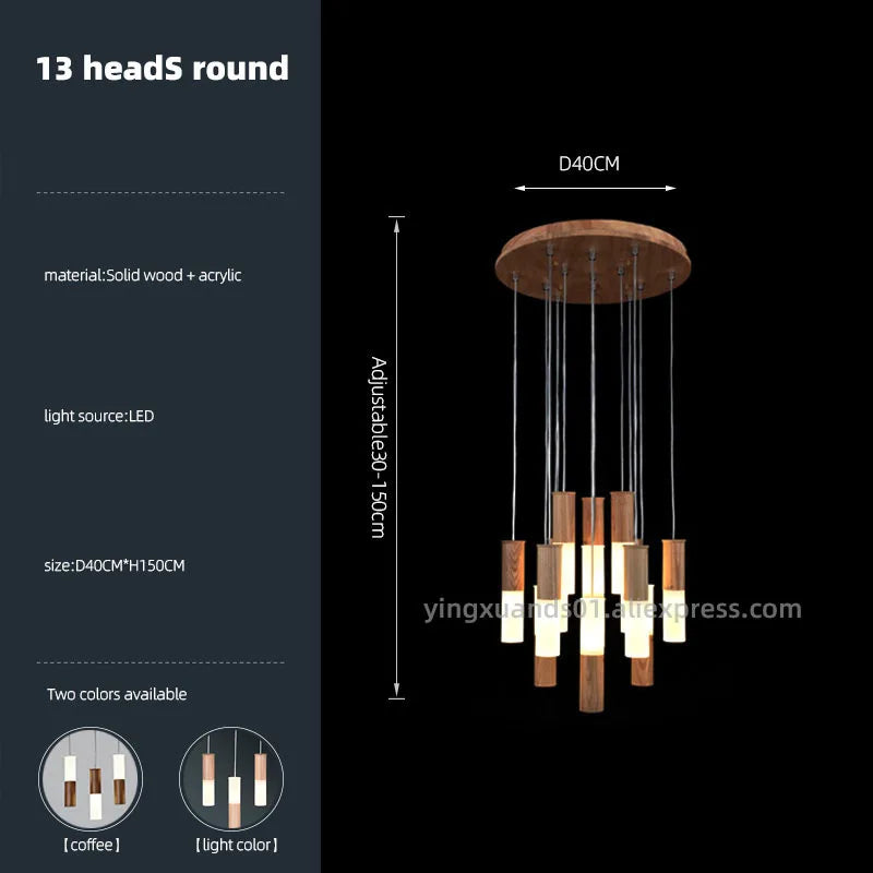 lustre en bois moderne pour éclairage intérieur design