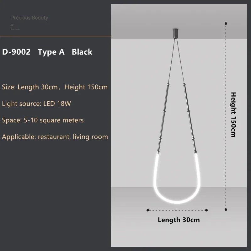 Italian New Restaurant LED Chandelier Modern Villa Living Room Creative Hanging Lamp Simple Line Lights Duplex Floor Chandeliers