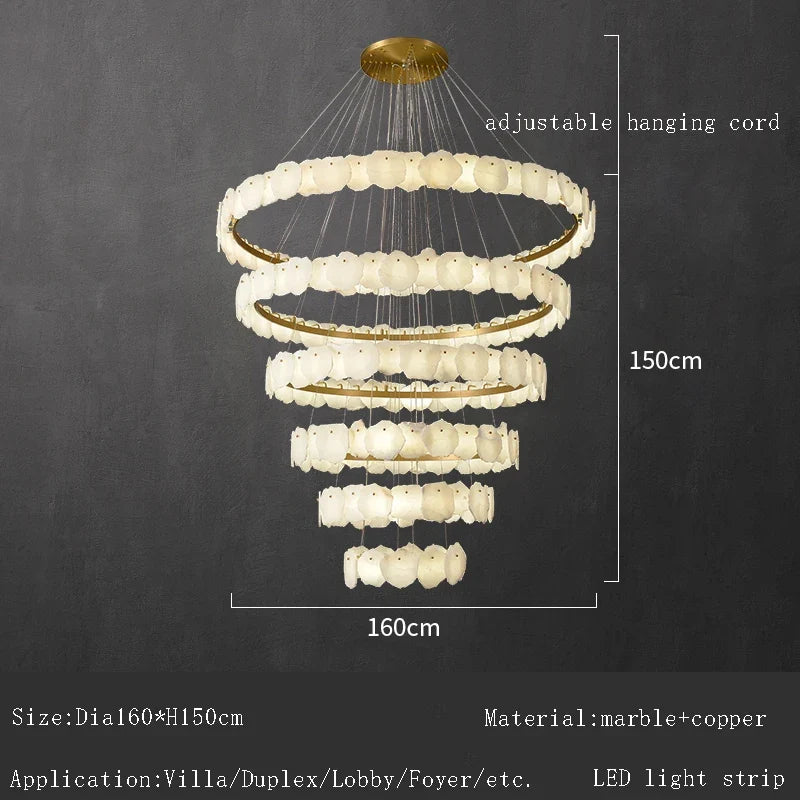 lustre en marbre naturel espagnol de grand luxe pour hôtel