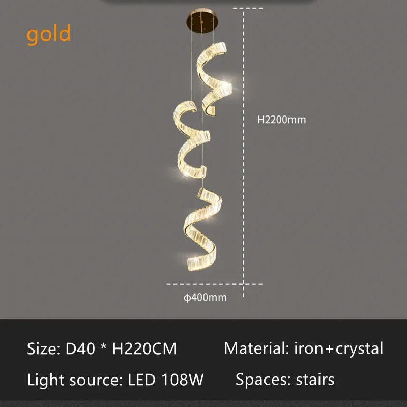 Luxury Restaurant LED Crystal Chandelier Modern High-end Design Gold/Silver Dimming Lamp Bar Kitchen Island Stair Pendant Lights