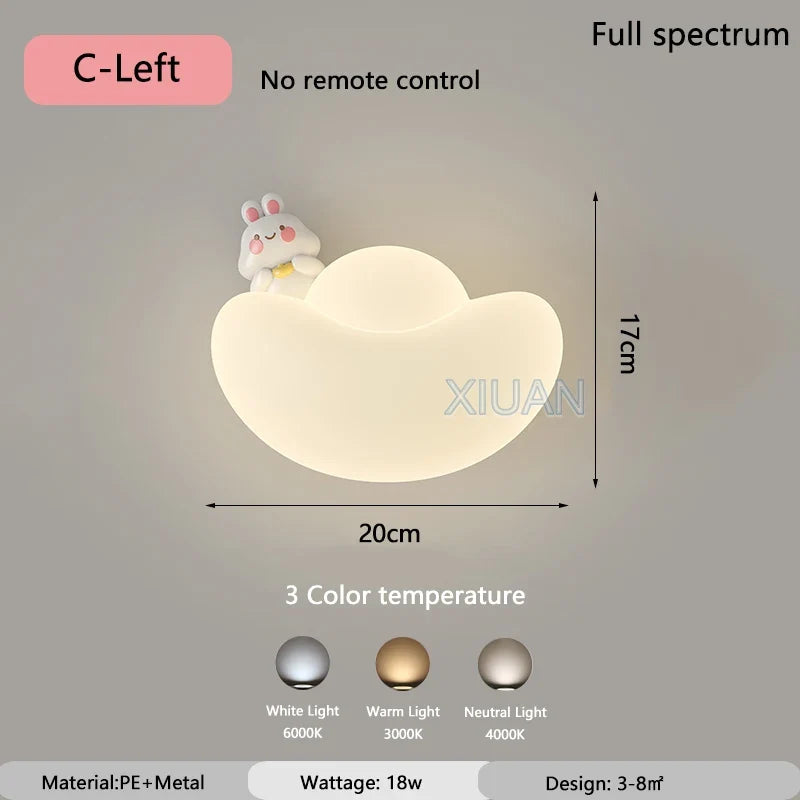 applique murale créative pour enfants thème dessin animé chat et lapin