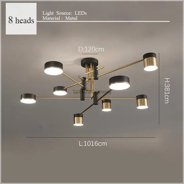 2024 LED Chandelier Lighting Modern Living Room Kitchen Decoration Indoor Metal Hanging Light Fixtures For Drawing Room