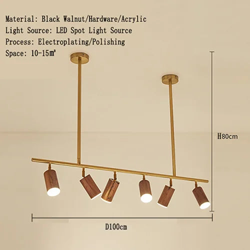 lustre led moderne en bois de noyer pour décoration maison