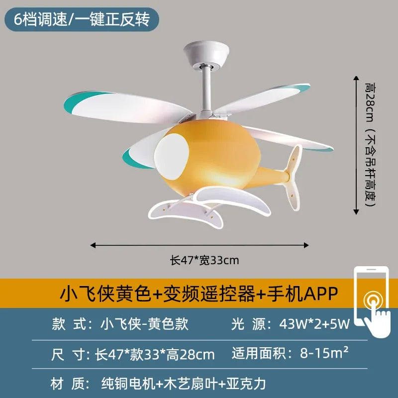 ventilateur de plafond moderne avion avec lumière led et télécommande