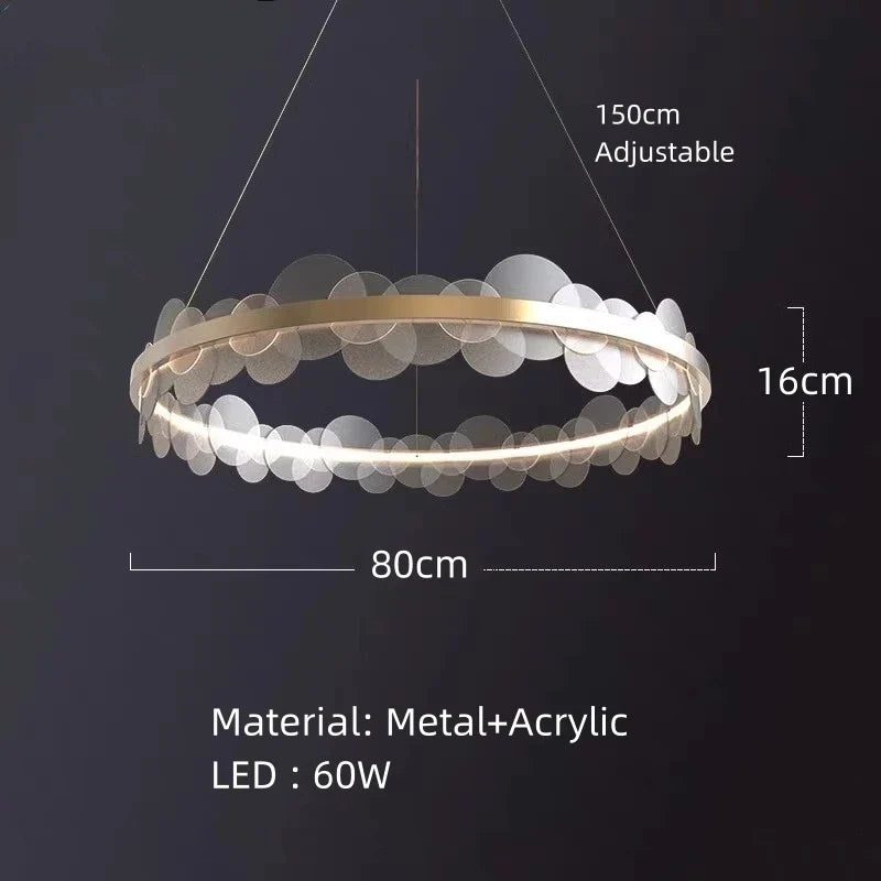 suspension nordique à anneau doré pour décoration intérieure ajustable