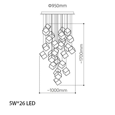 Modern cubic design villa pendant lights, Nordic living room, hotel lobby lights, restaurant, bar interior decoration lights