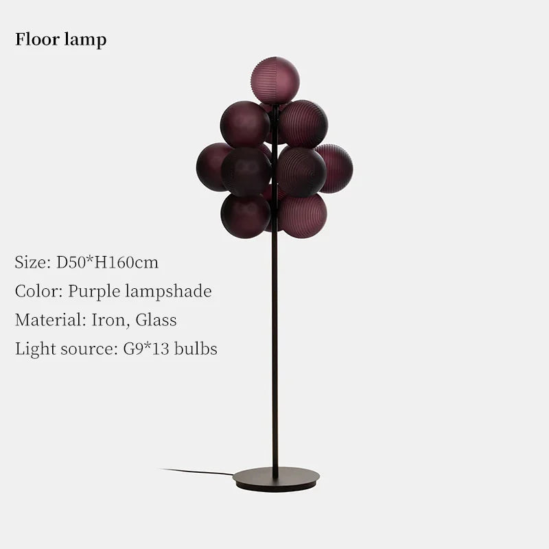 lustre créatif en verre design forme raisin pour intérieur moderne