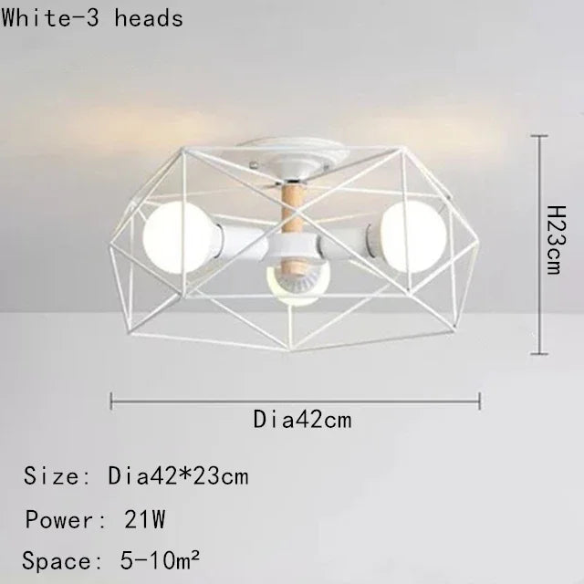 Hot Sale Multiple Heads Geometric Led Ceiling Lamp For Kitchen Item Living Room Bedroom Balcony Decorative Lighting Furniture