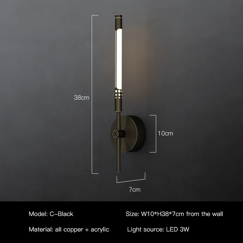 applique murale led design moderne en cuivre pour intérieur décoratif