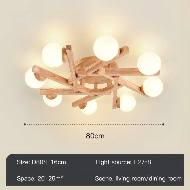 lustre en bois nordique design lumineux pour décoration intérieure