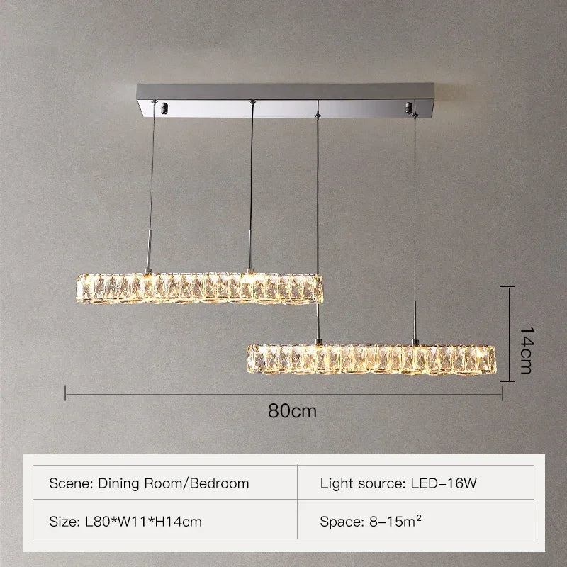 lustre led moderne en cristal avec intensité variable pour la maison