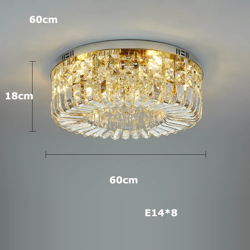plafonnier led classique en cristal chromé pour intérieur moderne