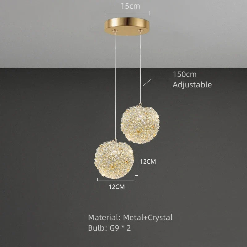 suspension en cristal moderne avec cordon réglable