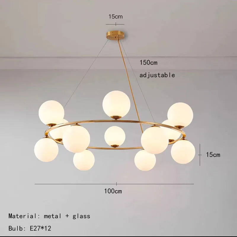 suspension en verre blanc design nordique pour intérieur décoratif