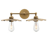 Phansthy 2 Lights Vintage Metal Wall Sconce Brass Finished, Split Flower Design Wall Lamp Fixture,Living Room Hallway Bedside