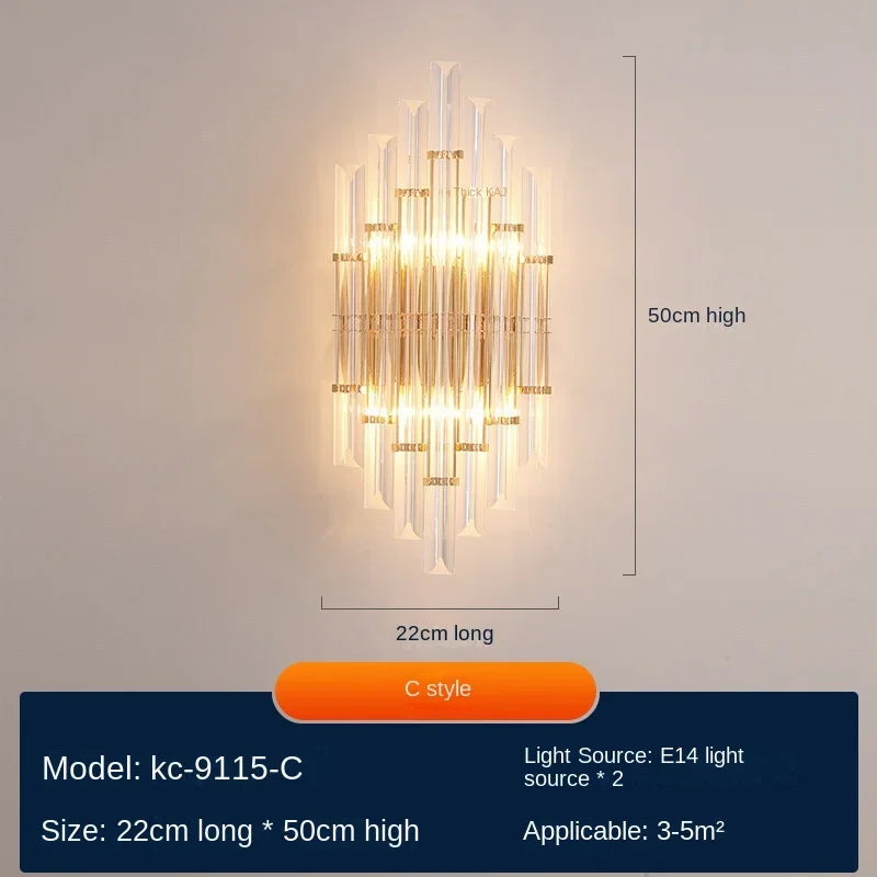 applique murale moderne en cristal rechargeable de luxe