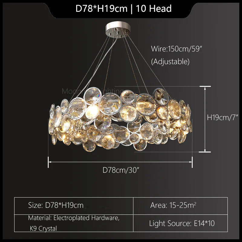 lustre en cristal k9 moderne pour décoration intérieure élégante