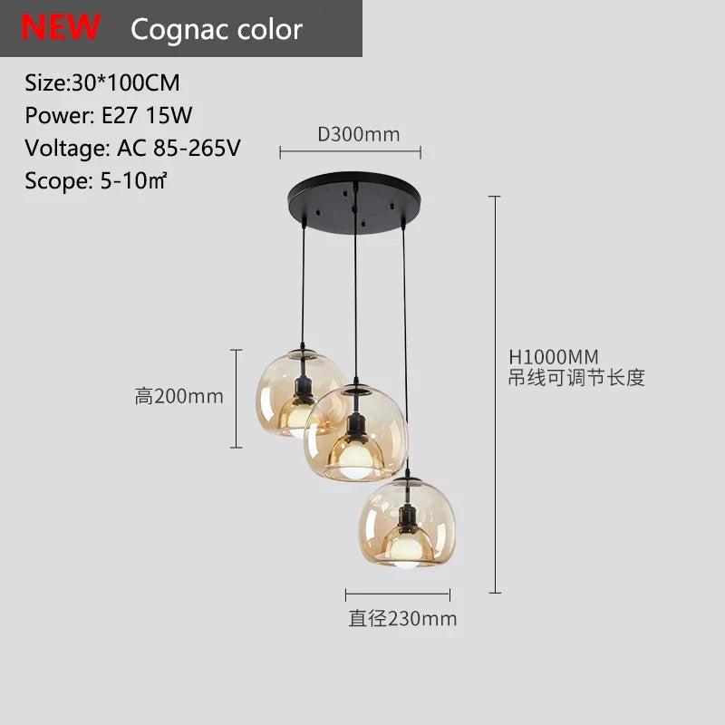 lustre moderne avec suspension led pour table à manger