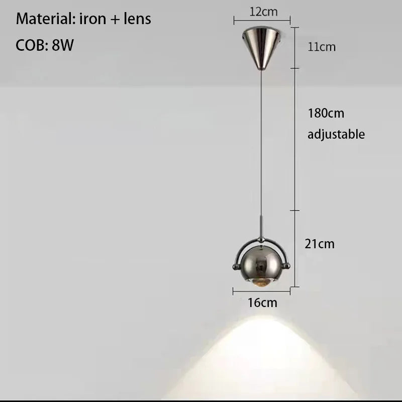 suspension led rotative avec fil métallique réglable