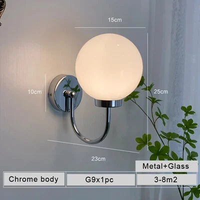 applique murale en verre chromé et laiteux élégante et moderne