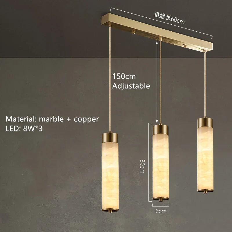 suspension LED en marbre et laiton avec cordon réglable