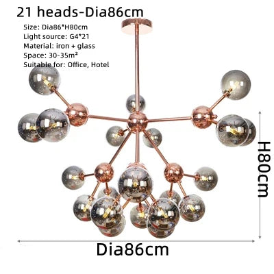 lustre nordique à têtes multiples pour décoration intérieure