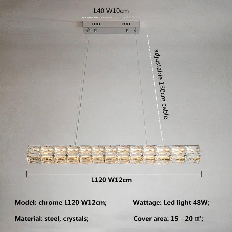 lustre moderne led en cristal k9 art décor maison