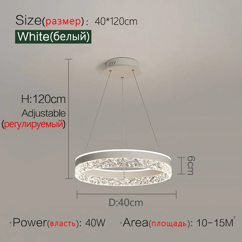 lustre led moderne en cristal pour décoration intérieure