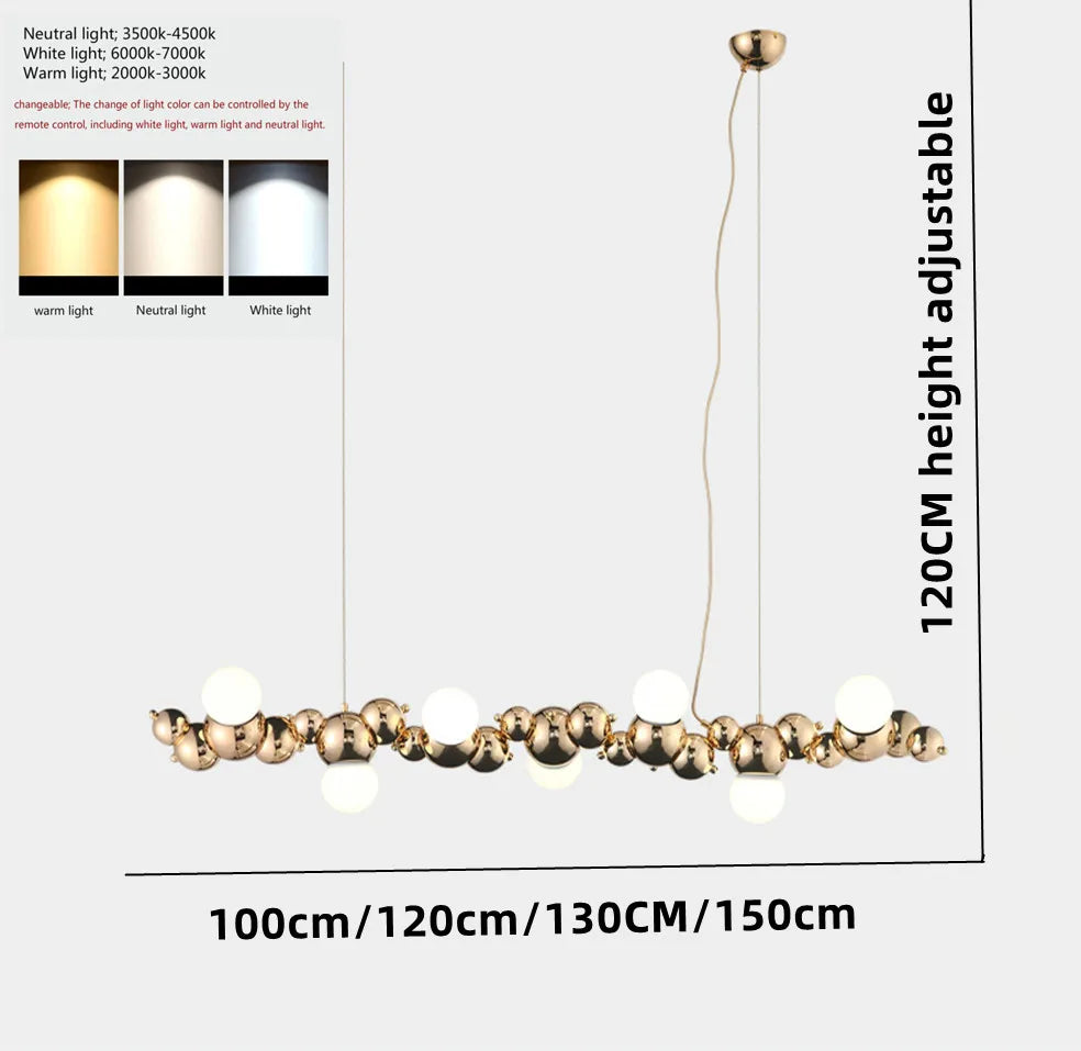 lustre moderne créatif en boule de bulles style nordique chromé