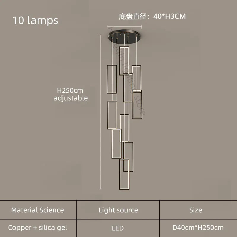 lustre moderne en cuivre avec éclairage LED design élégant