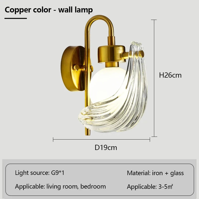 lustre de luxe en verre de coquille avec lampes led créatives