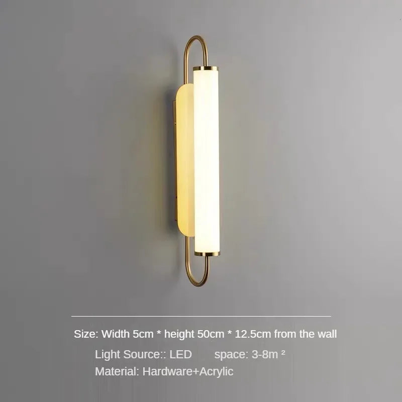 Nordic Minimalist Long White LED Wall Lamp for Bedroom Headboard, Modern and Personalized Living Room Balcony Lighting Fixtures