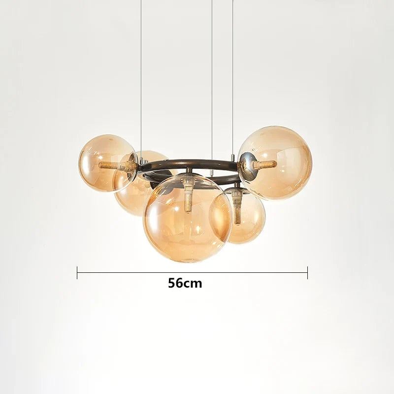 lustre à bulles de verre nordique pour décoration intérieure