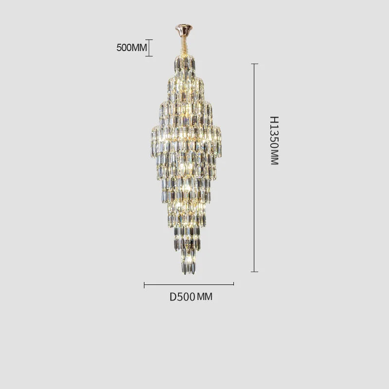 lustre en cristal pour escalier et halls d'hôtel