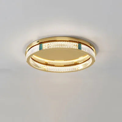 lustre moderne en cristal rond à 3 couches avec led