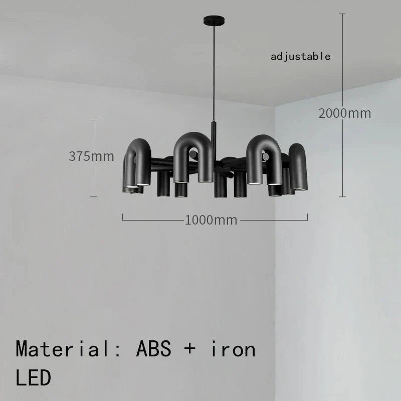 lustre art déco u tube en métal avec cordon réglable