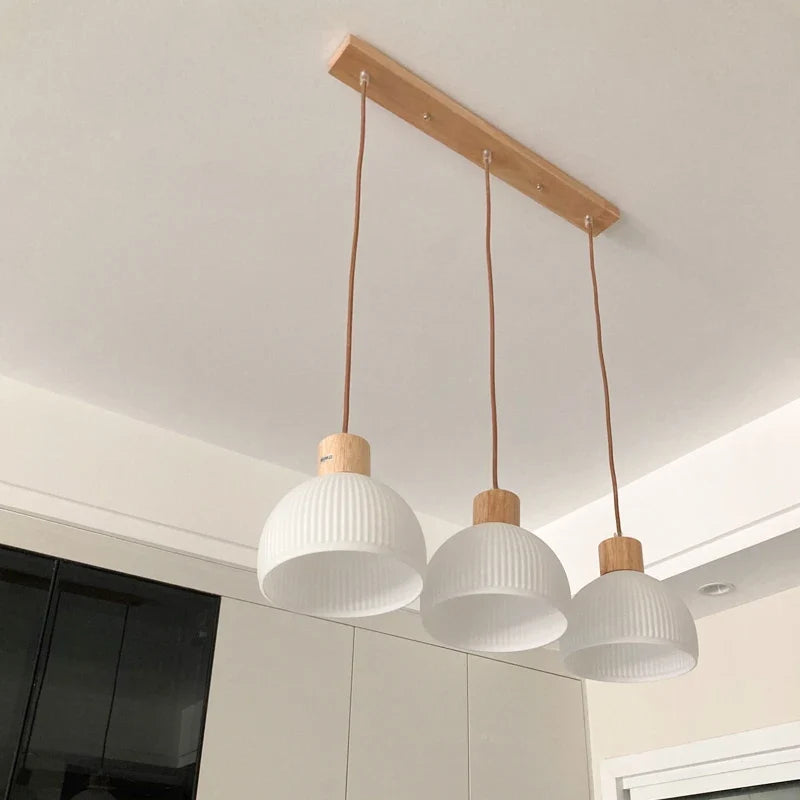 suspension moderne abat-jour en verre pour cuisine îlot