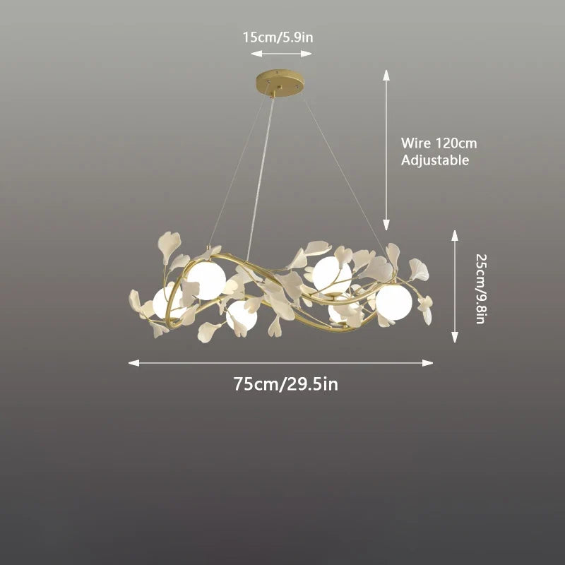 lustre ginkgo suspendu lumineux design moderne pour intérieur