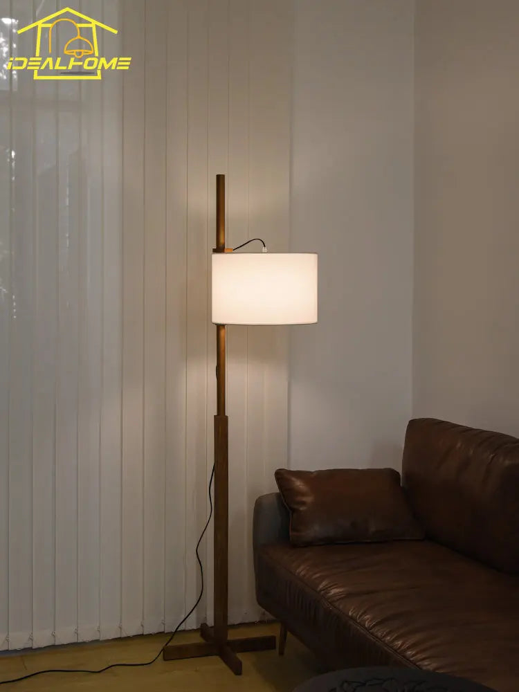 lampadaire japonais wabi-sabi en bois massif éclairage ajustable moderne