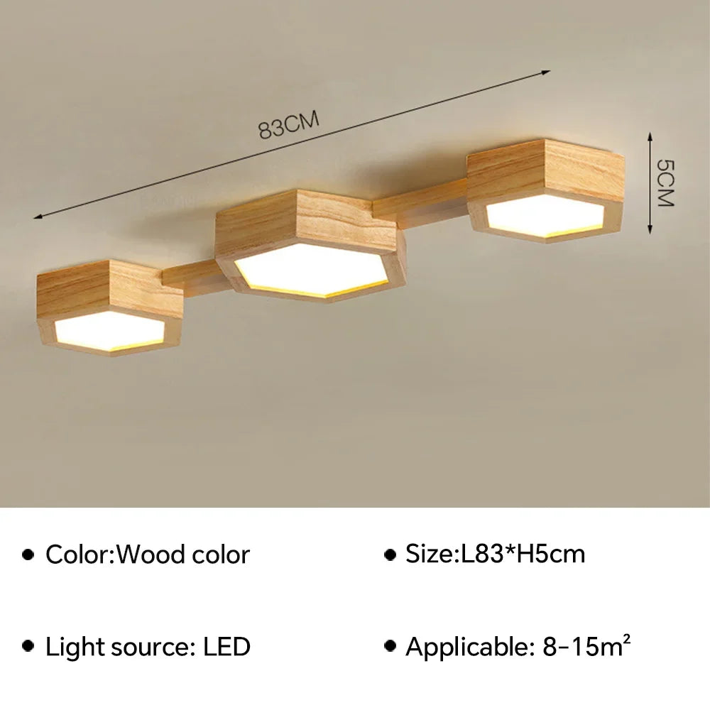 Plafonnier LED en bois au design moderne