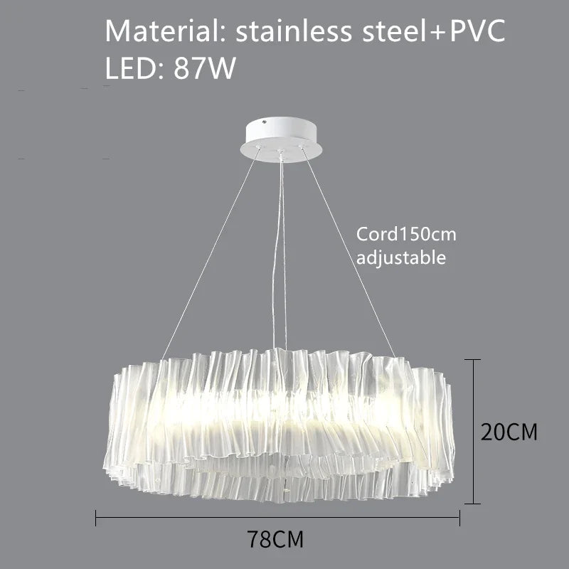 suspension design en pvc et acier inoxydable pour espaces intérieurs