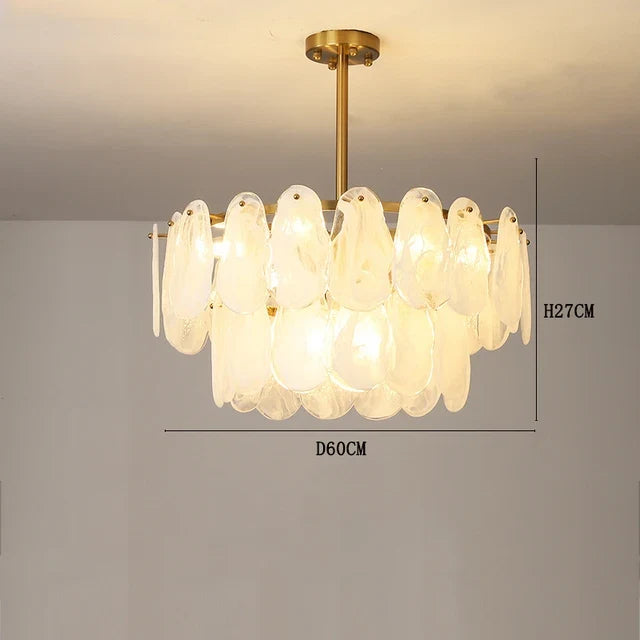 lustre moderne en verre givré doré design suspendu décoratif