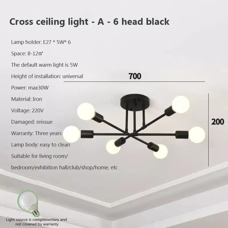 lustre led moderne semi-noir blanc or intérieur salon manger chambre