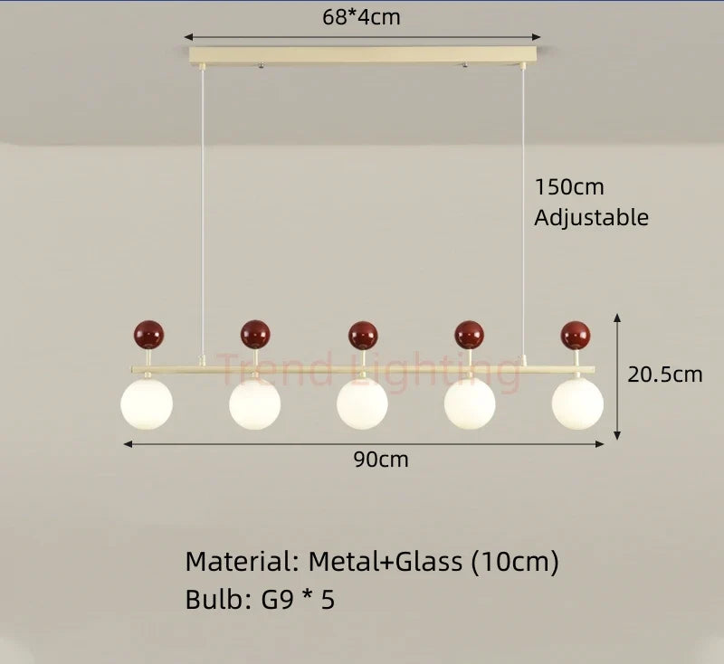 suspension moderne en verre avec anneau métallique dynamique