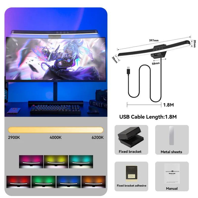 lampe de bureau portable usb avec lumière rvb ambiance