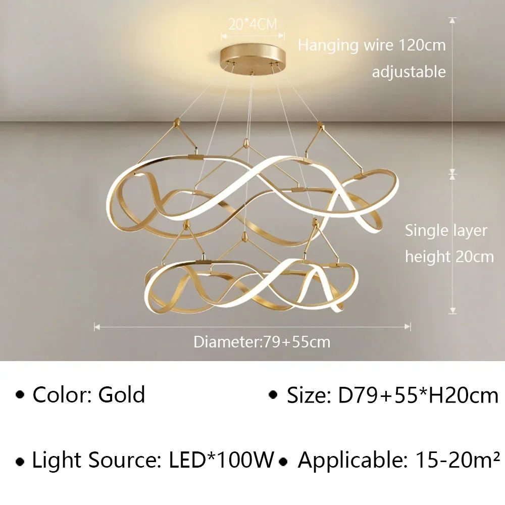 lustre moderne à leds pour décoration intérieure lumineuse