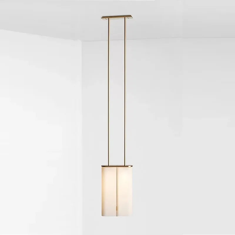 Suspension cylindrique en verre fumé et montants dorés — Argile