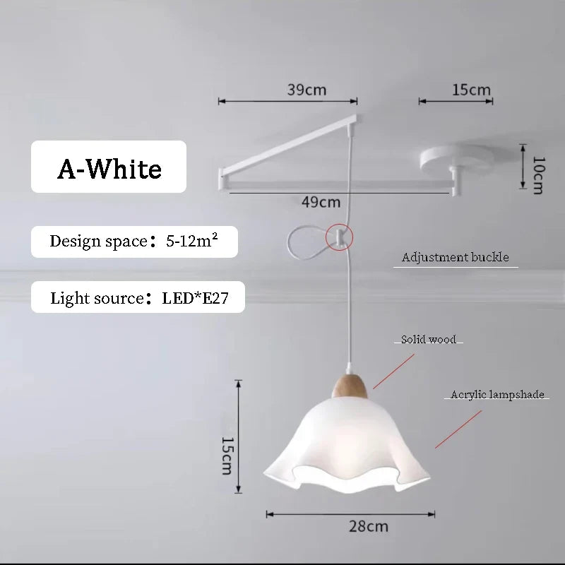 Lustres à bascule de Table à manger modernes LED peuvent être déplacés lampes à long poteau nordique Simple télescopique pliant lustre à bras Long