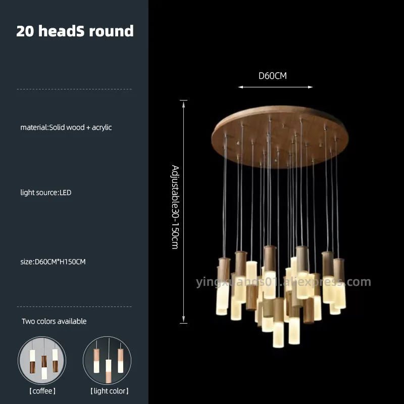 lustre en bois moderne pour éclairage intérieur design