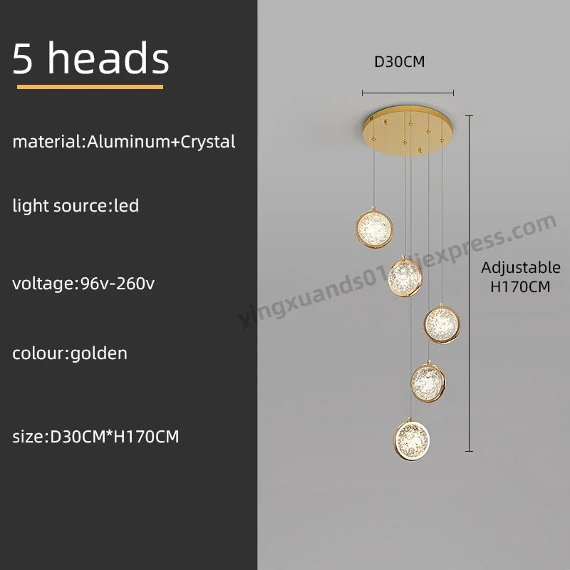 lustre rotatif design nordique en cristal pour éclairage intérieur